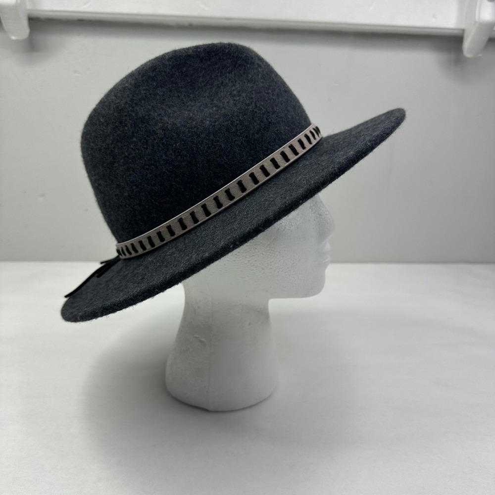 Treasure & Bond Womens Charcoal Gray 100% Wool Wide Brim Fedora‎ Hat One Size
